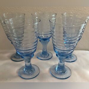 5 VTG Libbey, Sirius blue glasses. 12oz